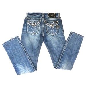 Miss Me Women's Studded Flap Pocket Denim Jeans-Size 25